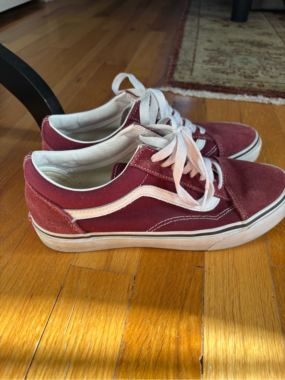 Vans Burgundy Canvas Low-Top Sneakers with White Stripe
